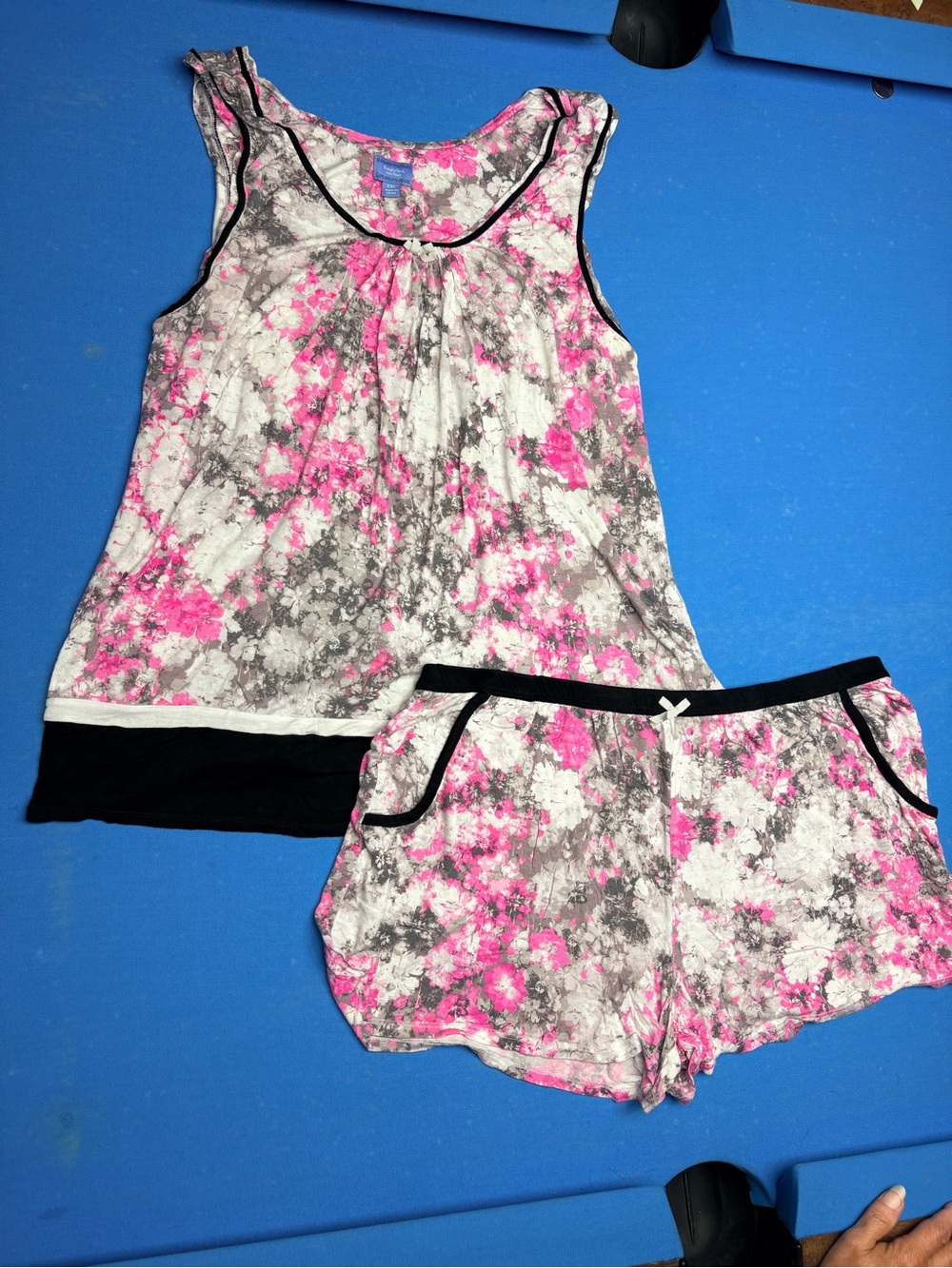 Simply Vera Vera Wang Floral Pink & Gray Women's Sleep Tank and Shorts Set XXL